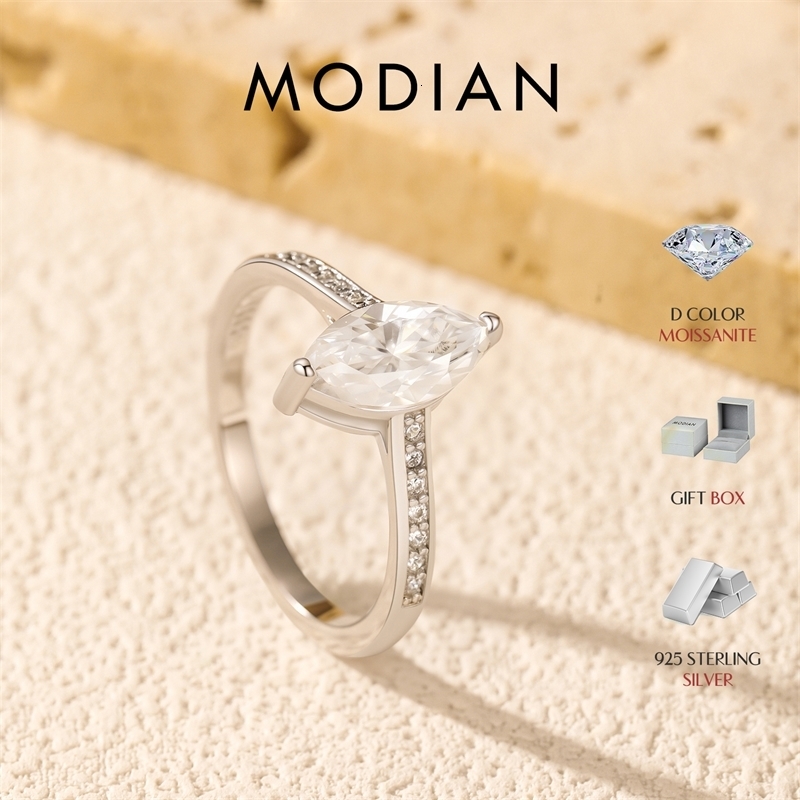 MODIAN Marquise Cut D Color Finger Rings 925 Sterling Silver Exquisite Wedding Engagement Ring For Women Fine Jewelry 260430BJ