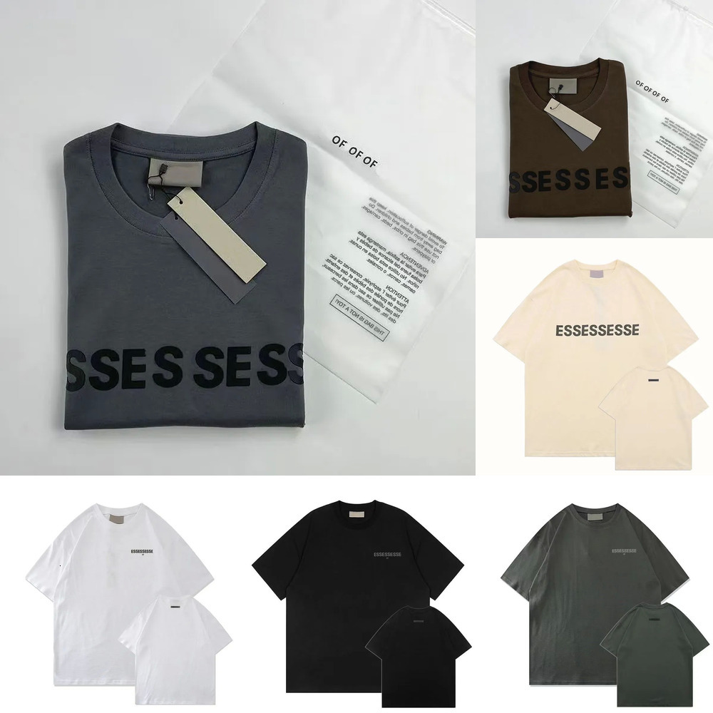 aaa+ Men Designer essential Tshirt Letter Vintage Shirt Streetwear Women Tops Casual Loose Fog Clothes Pure Cotton 17