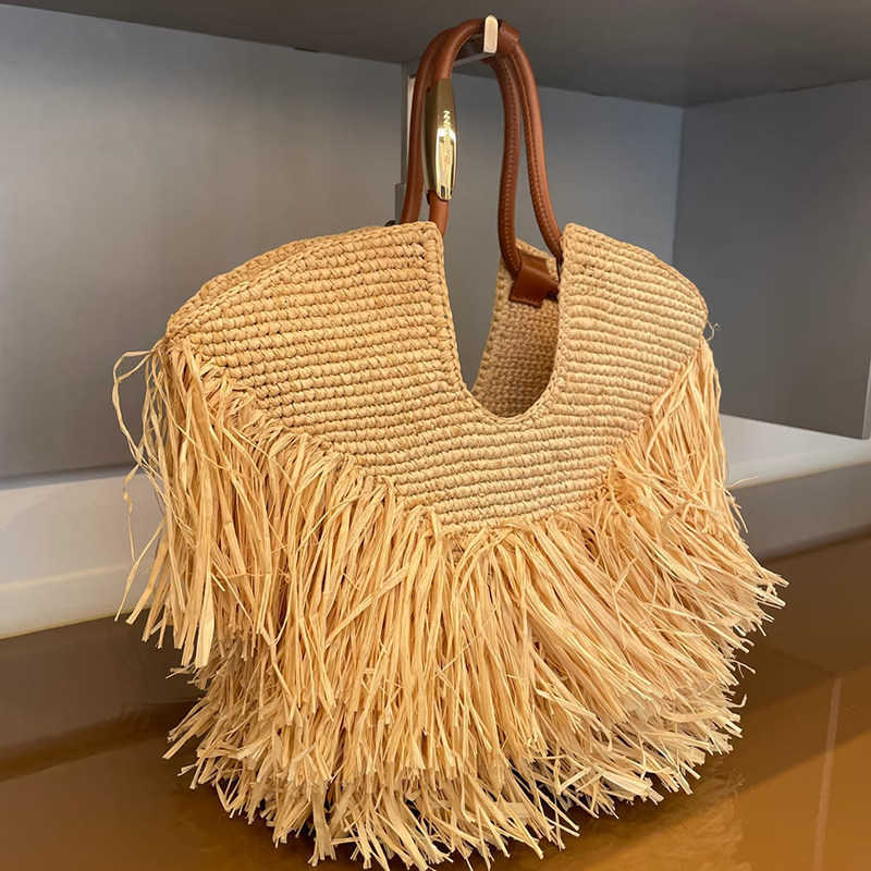 Summer New Women's Straw Tassel Handbag Fashionable And Elegant Casual Versatile Shoulder Large Capacity Trendy