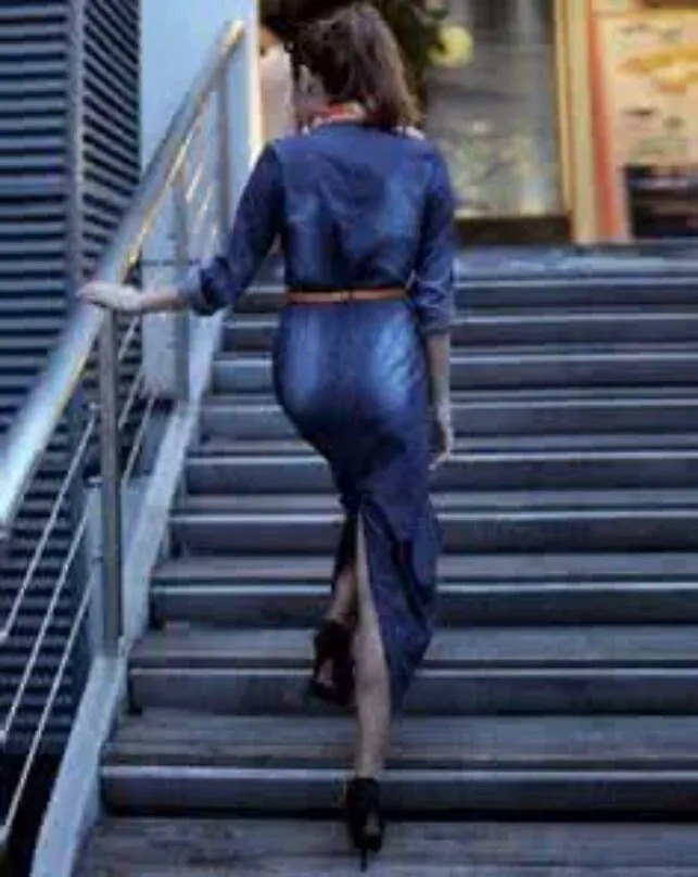 10pcs Autumn designer new fashion woman denim dress casual loose long sleeved T shirt dresses plus size free shipping
