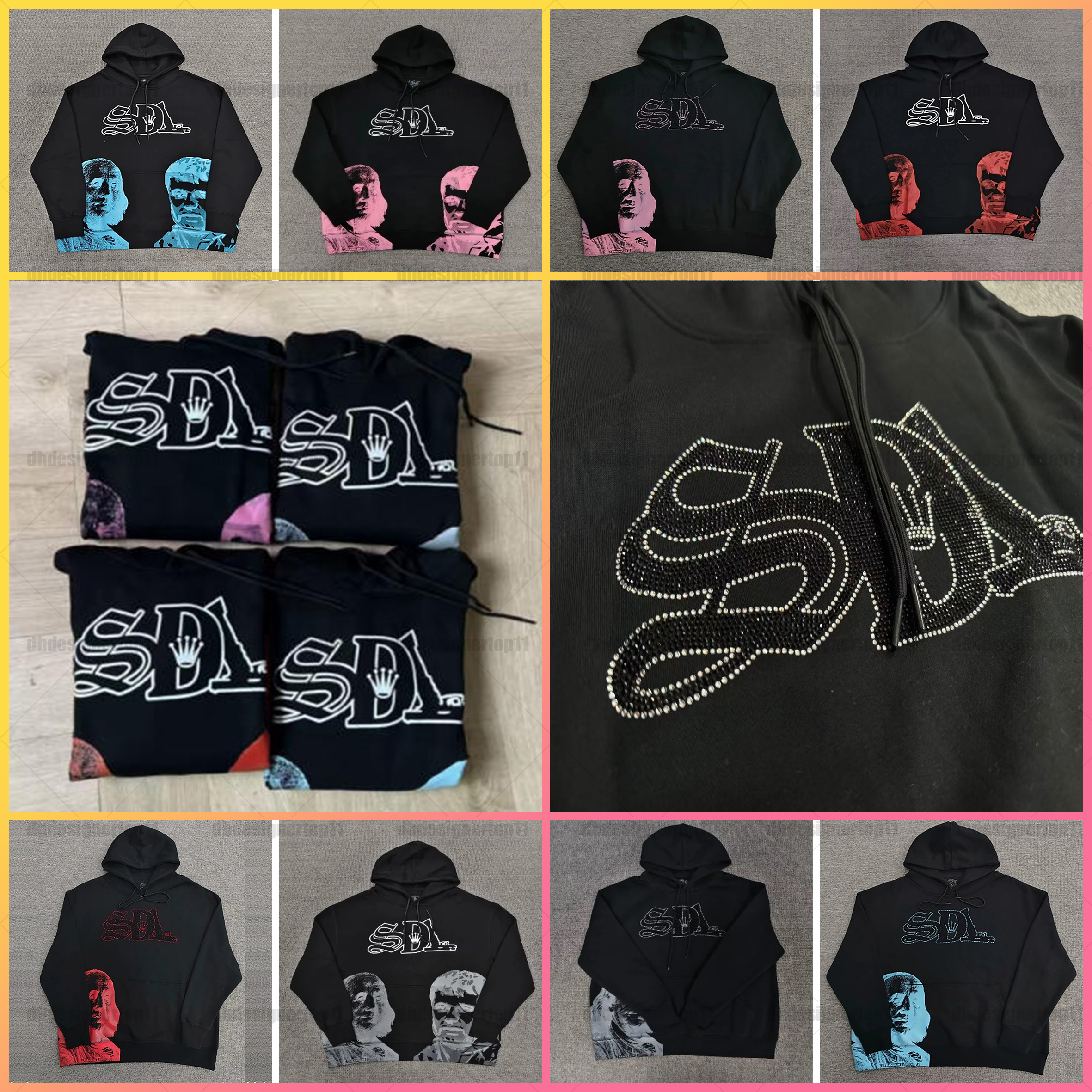 SDL Hoodies designer hoodie Mens TRENDING Sdl Strips Black Senior graphic hoodie Collection Streetwear Hip-hop Retro Street Rock Style hoodies TURE