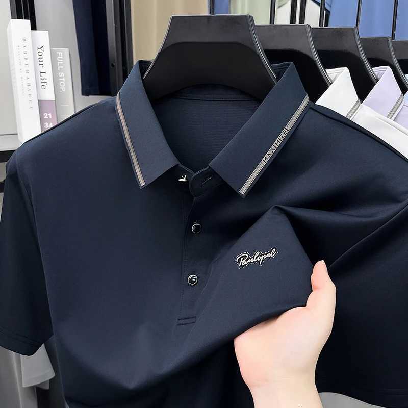 High End Mulberry Silk Top Men 2026 New Fashionable and Comfortable Middle-aged and Elderly T-shirt Short Sleeved Shirt H260507