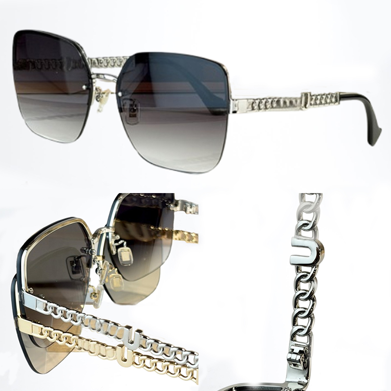 Womens designer luxury sunglasses MU73ZS fashionable square metal half frame sunglasses mens outdoor travel anti radiation glasses UV400 with box
