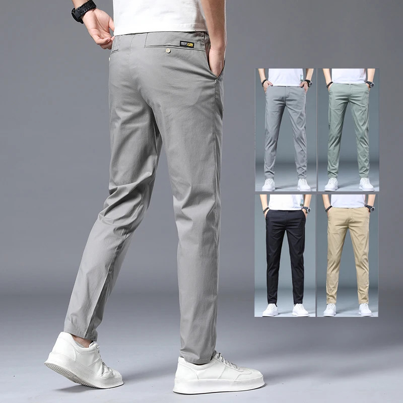 Clothing Summer Mens Casual Pants Slim Straight Cotton Sport Trousers Men Work Fashion Chino Thin Long Pants Male 260506