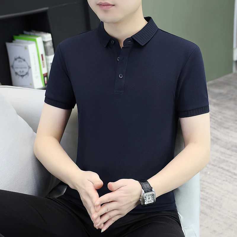 2026 Summer New Arrival Mens Ribbed Collar Shirt Business Casual Slim Fit Breathable Soft Short Sleeve Top Tee H2605071