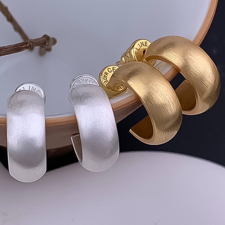 Earrings Designer Earrings Women 18K Gold Silver Plated Earring Matte C Shape Hoop Earrings Luxury Jewlery Designer for Women Elegant Timeless Gi-image-1104927485