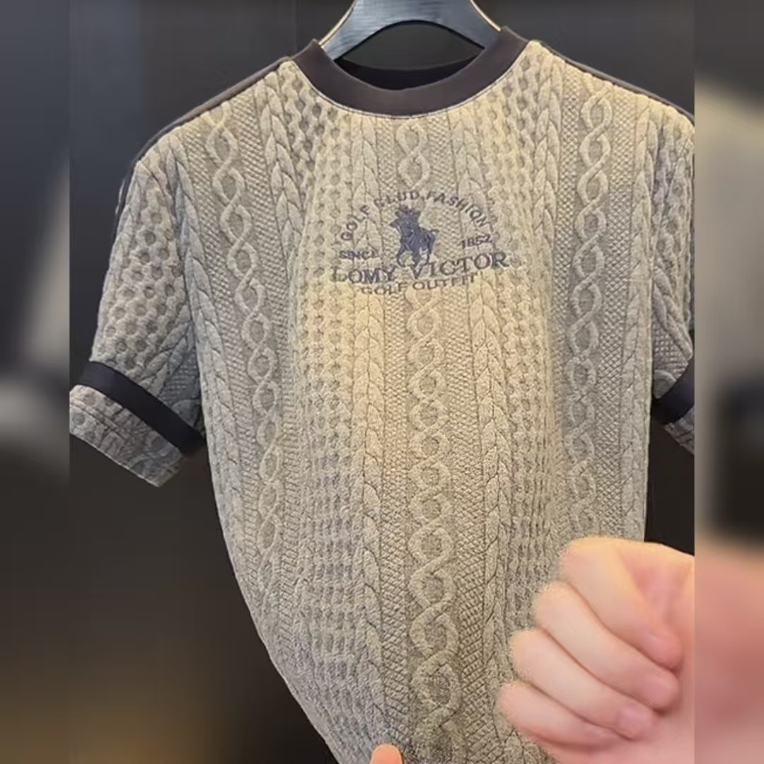 Designer T-shirt Jacquard Short-sleeve Luxury Men's Embroidered 2026 Summer New Fashion High-end Trendy POLO Short-sleeve Hoodie T-shirt Top