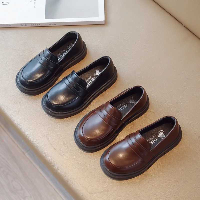 European and American Style Children Loafers for Boys and Girls Spring New Retro Solid Color Kids Leather Shoes Breathable 2025T260507