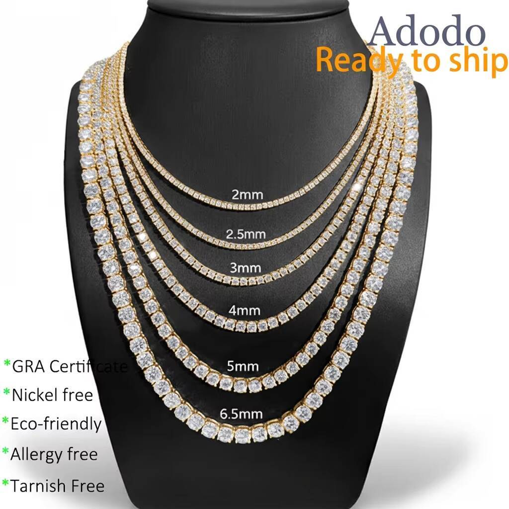 Luxury Jewelry S925 Silver Sparkling round Cut Multiple 2/3/4/5/65mm VVS GRA Moissanite Tennis Chain Necklaces Bracelet