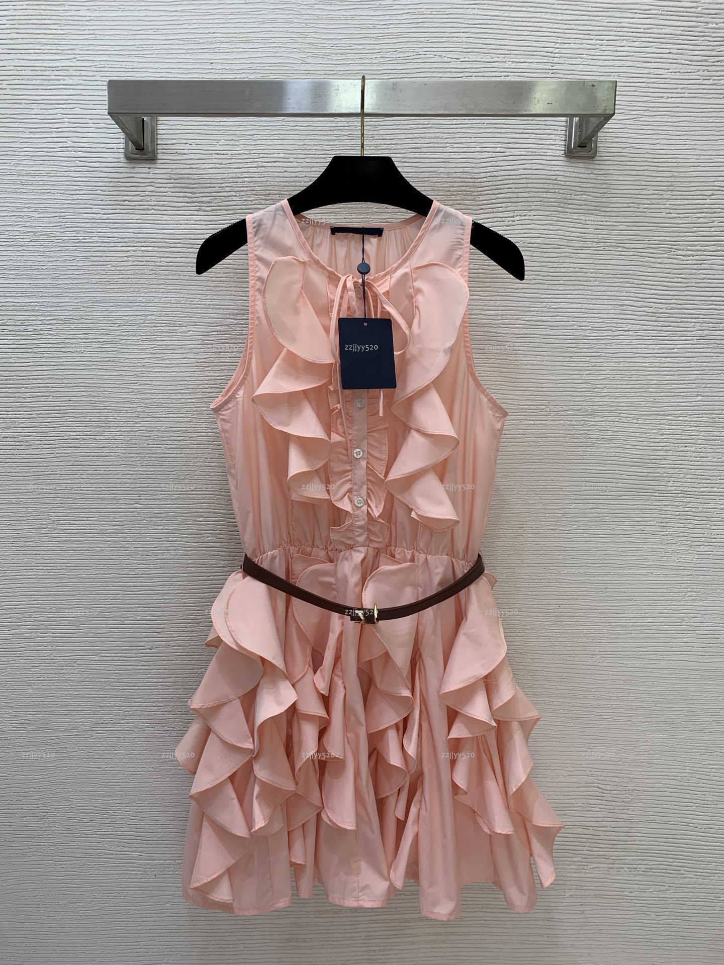 Brand Crew neck women dress Summer lady dresses women designer clothes sleeveless vest cotton skirt with waist belt A015X01N073-image-1104982608