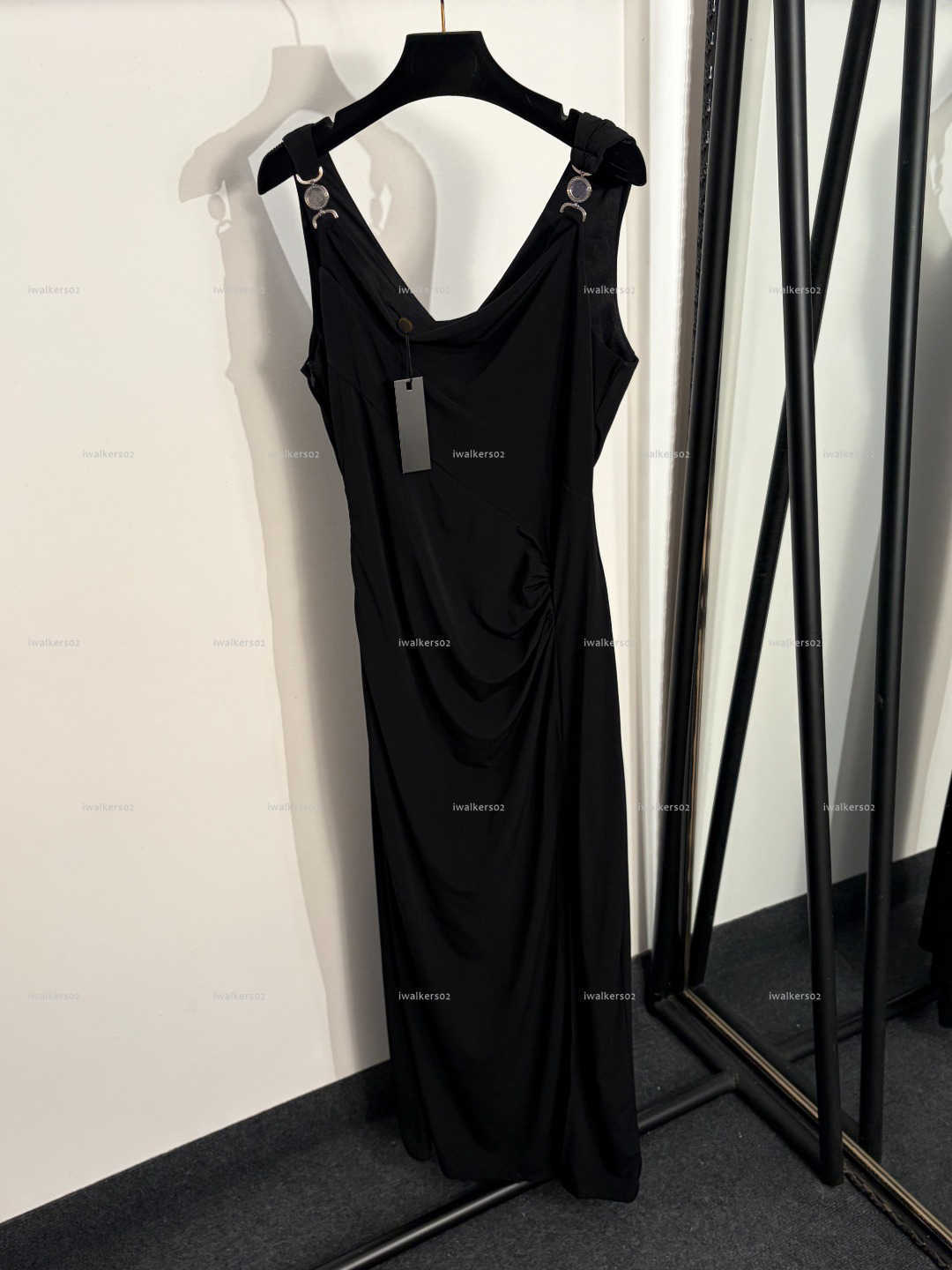 Classics wide neckline women dress Summer lady dresses women designer clothes wrinkled waist cinching suspender skirt A1026X01N247-image-1104986669