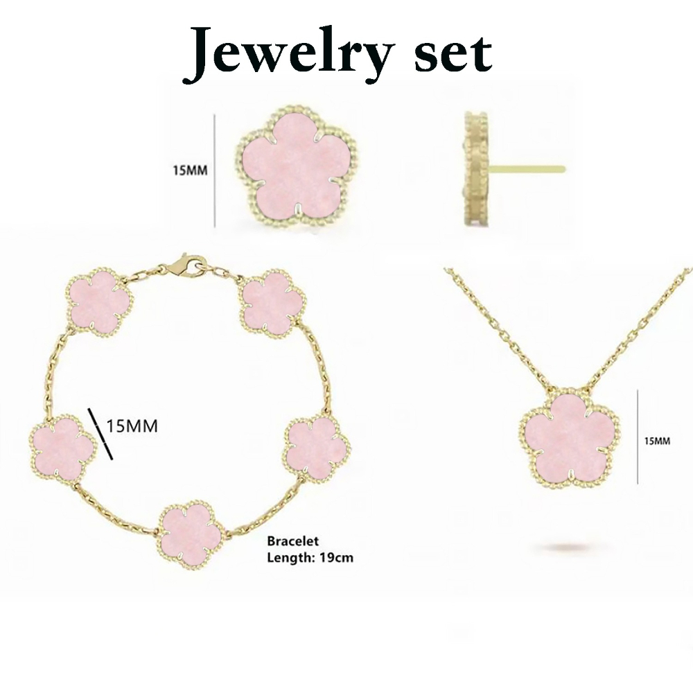clover bracelet designer necklace jewelry woman designer flower earrings stainless steel jewellery good luck charm bracelet pendant necklace gold-image-1104948954