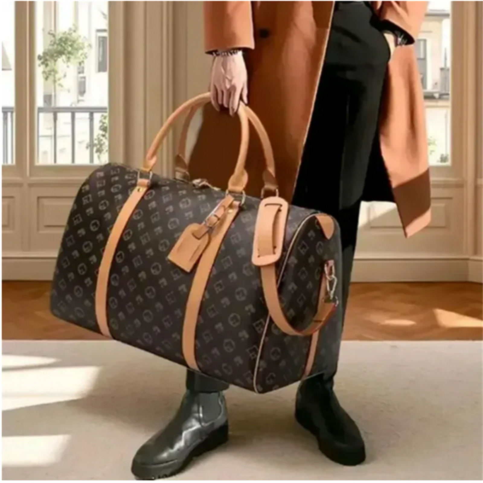 Top Quality Men Duffle Bag Women Travel Bags Hand Luggage Travel Bags Men Pu Leather Handbags Large Totes Bag Purse Crossbody Bag