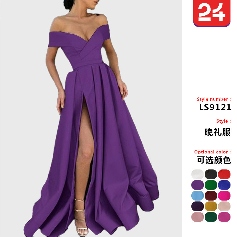 Womens Dress 2025 New Summer Dress Deep V-neck Satin Multi-color Dress 260120