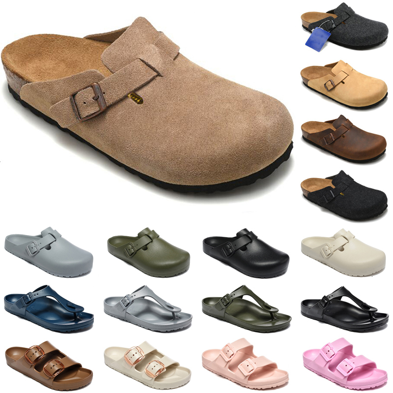 Designer Slippers Mens Womens Boston Clog EVA Sandals Clogs Flats Slides Cork High Quality Fashion Summer Suede Leather Slide Favourite Beach Casual