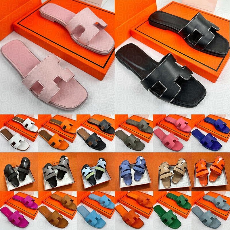 free shipping with box designer sandals women slides slippers triple black white brown red pink blue green ladies sandal leather slipper womens slid