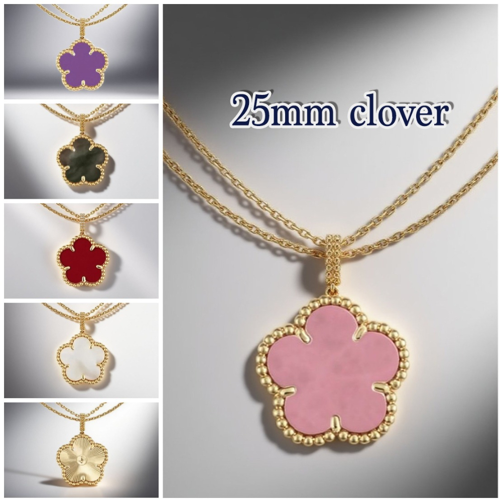 brand clover necklace luxury jewelry designer jewelry women necklace High Quality mother shell single flower 25mm pendant long necklaces womens g-image-1104971542