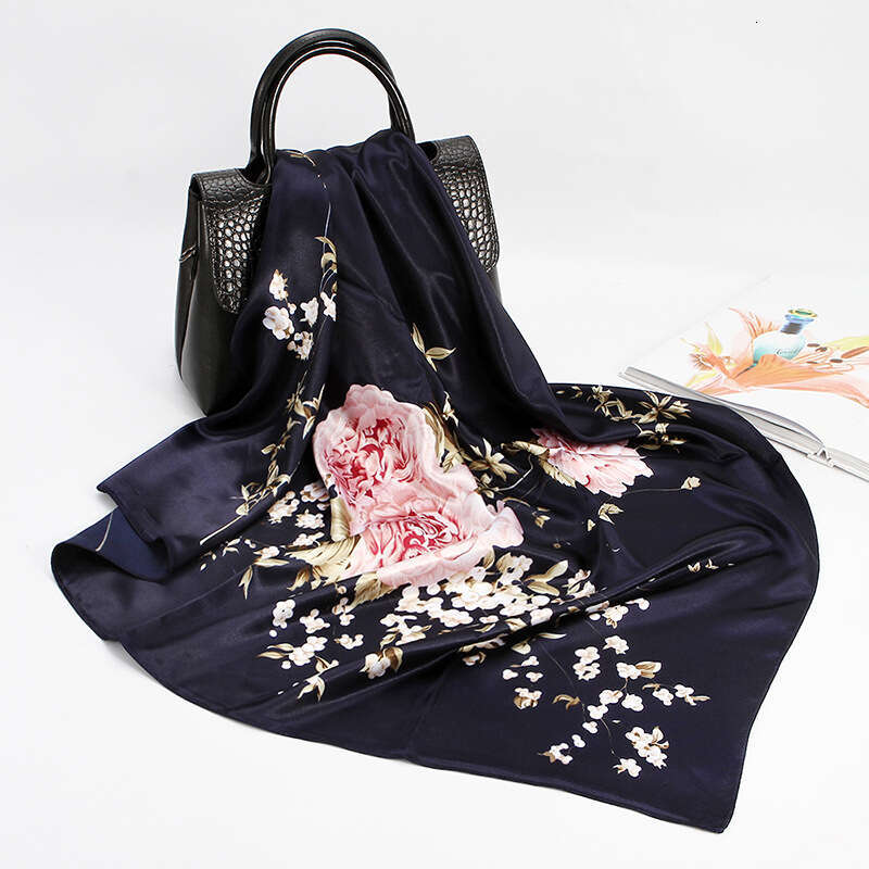 High-End Women's Scarf, Faux Silk Square 90Cm, Gift Wholesale, Printed Satin Neck Scarf Liuyuemoshang