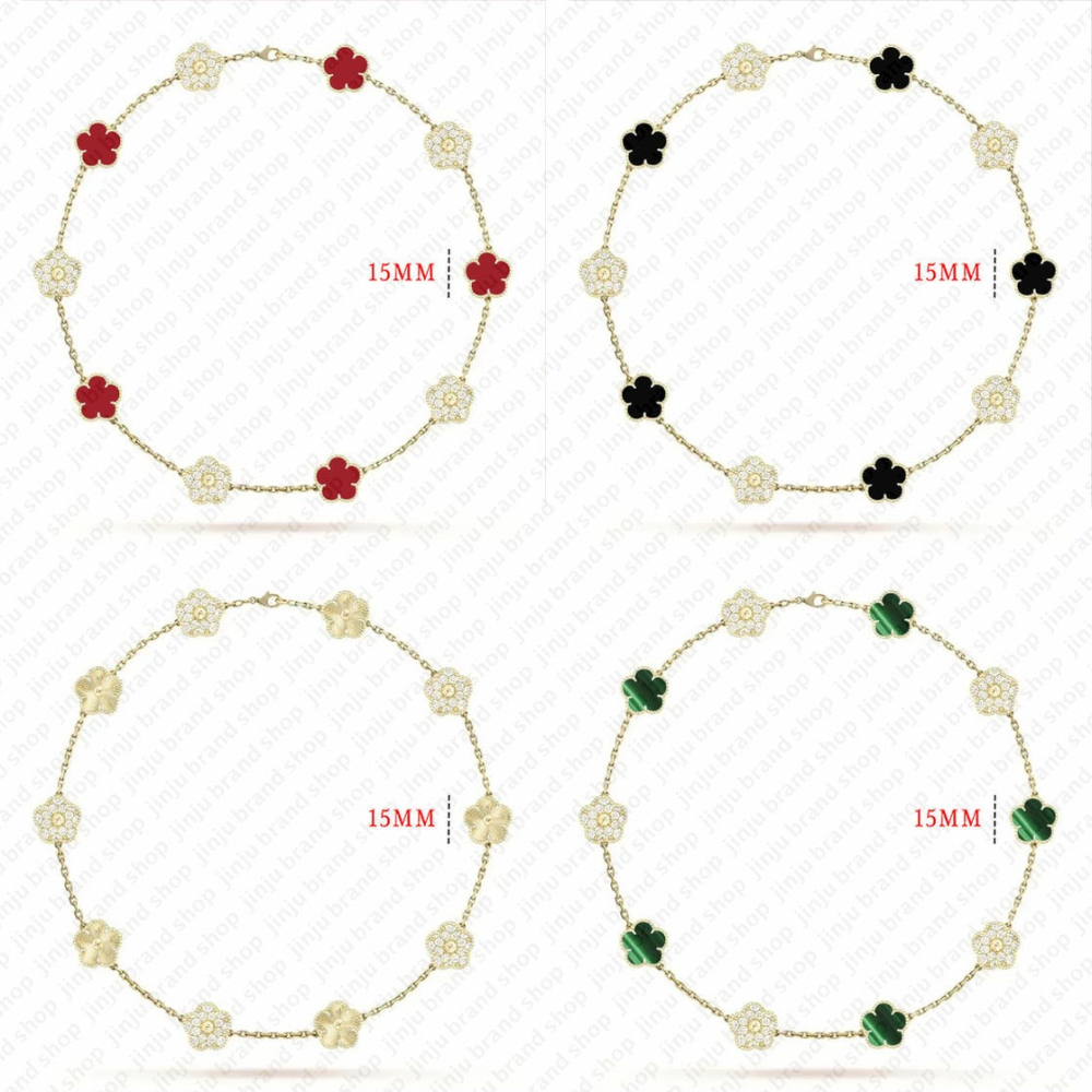 15mm clover chain necklace luxury designer jewelry gold necklace Black four leaf clover necklaces with diamonds thin gold necklace woman necklace-image-1104985383