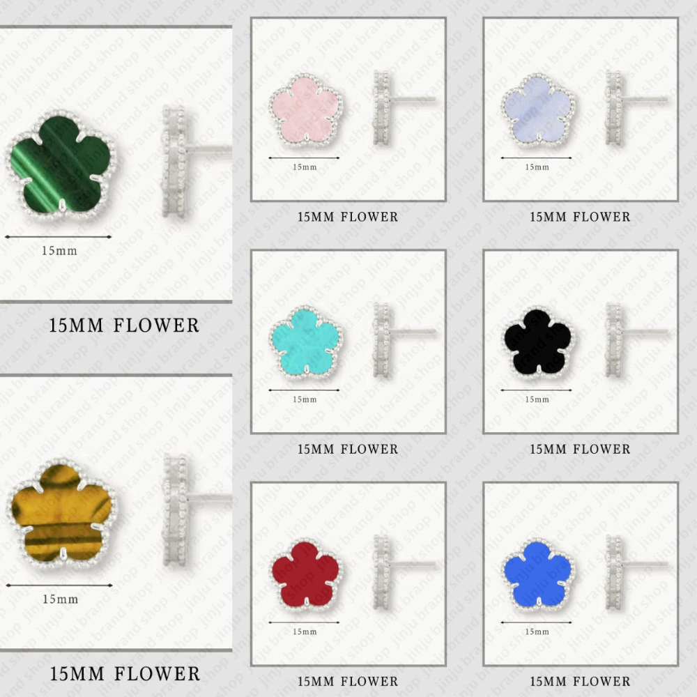 luxury earrings 925 sterling silver jewelry stud earrings exquisite flower 15mm clover stud mother of pearls earring onyx earing silver earring d-image-1104975159