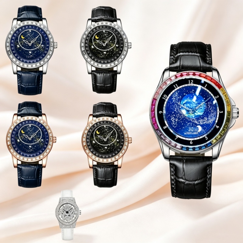 Starry sky trendy colored diamond fully automatic mechanical watch for men waterproof luminous personality fashionable men Watch-image-1025004650
