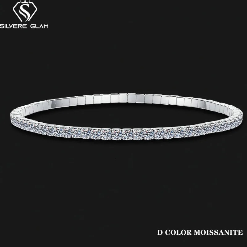 TY D VVS1 Tennis Bracelet 25mm/3mm S925 Sterling Silver Elastic Tennis Bracelets For Women Men Lab Gemstone 260430