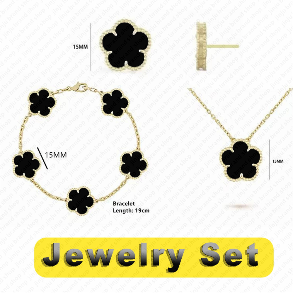 designer jewelry clover necklace bracelet earring jewelry set 18k gold jewelry flowers mother of pearl fashion classic lucky clover woman jewelry-image-1104977404