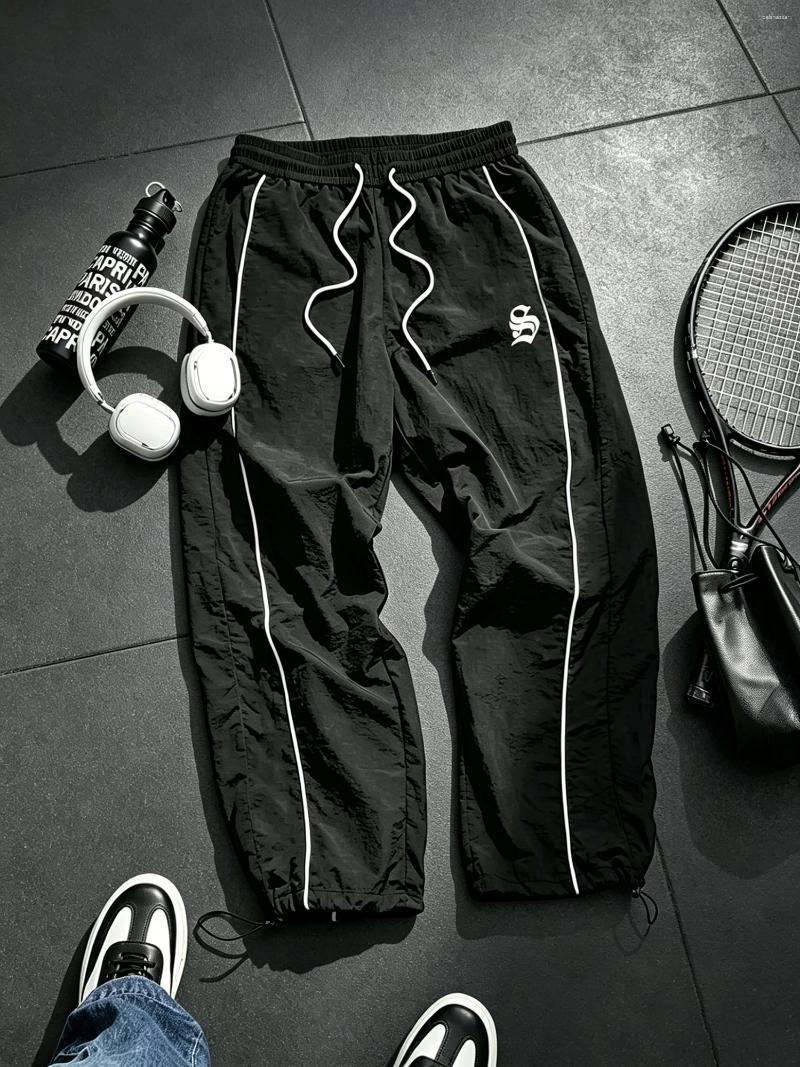 Men's Pants Quick Dry Breathable Nylon Joggers 4 Colors Spring Summer Loose Track With Unique Print For Gym Streetwear