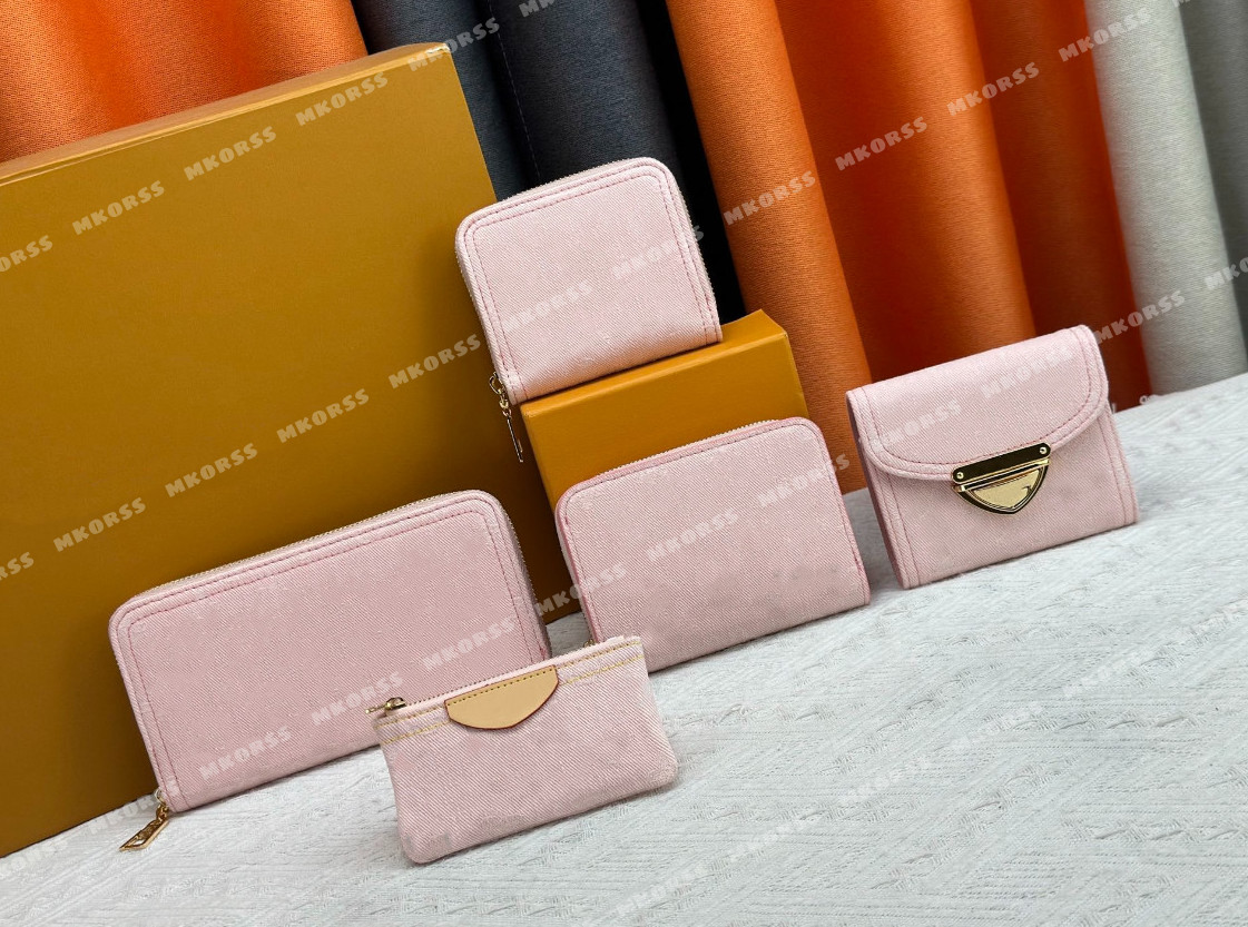 high quality Card Holder key pouch designer keychain wallet top quality mini bag Pink denim purse coin pouch zippy pocket organizer 62650