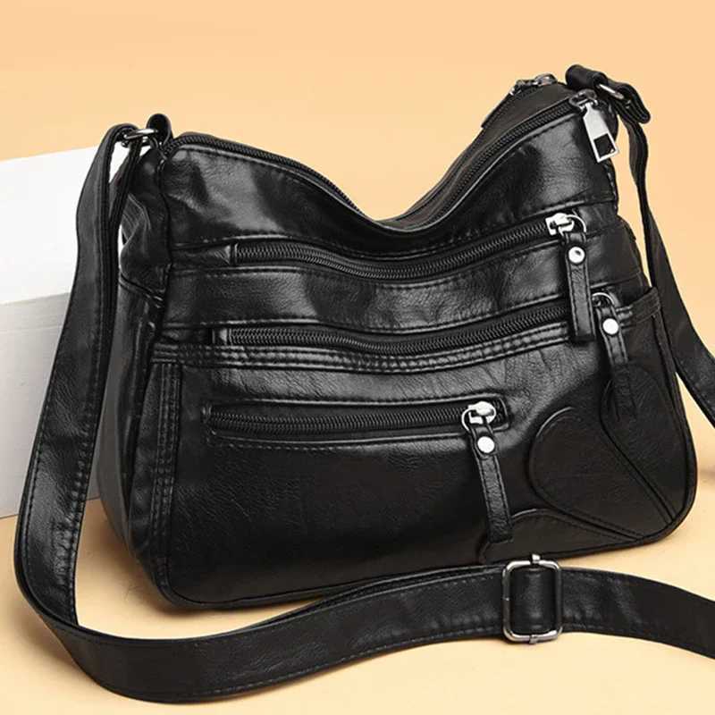 Vintage Small Crossbody Bag Women Casual PU Leather Messenger Bag Double-layer Handbag and Purse Lady Shopping Phone Totes H260507