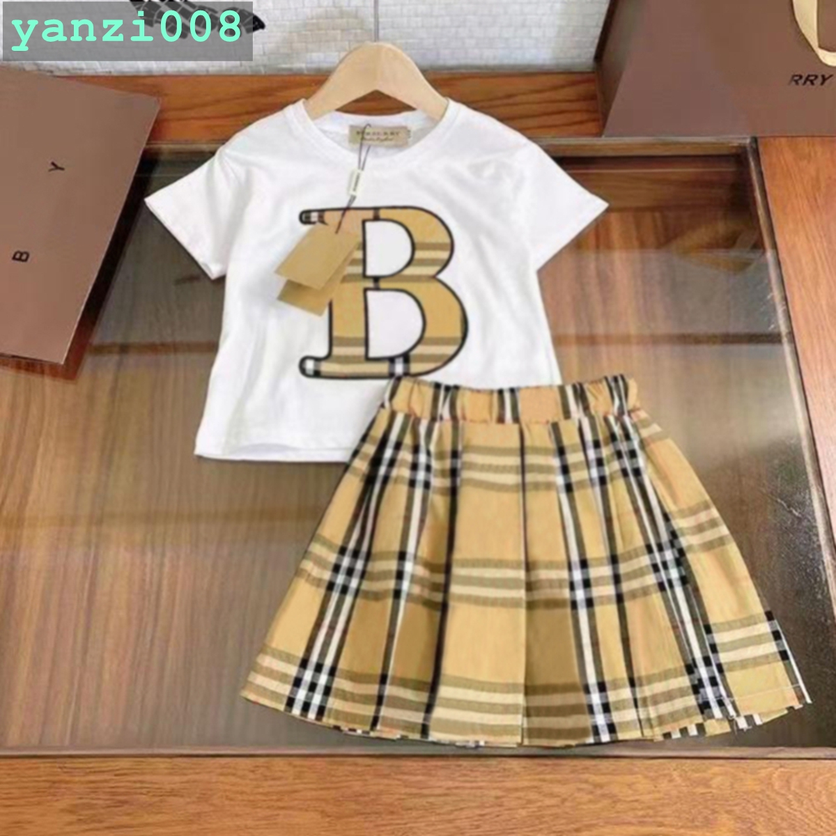 Luxury Brand Kids Designer Girls Dress Brand Logo Designer Girls T-shirt Top and Skirt 100% Cotton Short Sleeve Baby Clothes Skirt Little Girl Ki