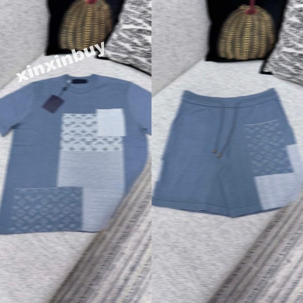 xinxinbuy Men designer Tee t shirt Italy splice letters jacquard fabric knitted women blue gray brown black white red khaki S-3XL