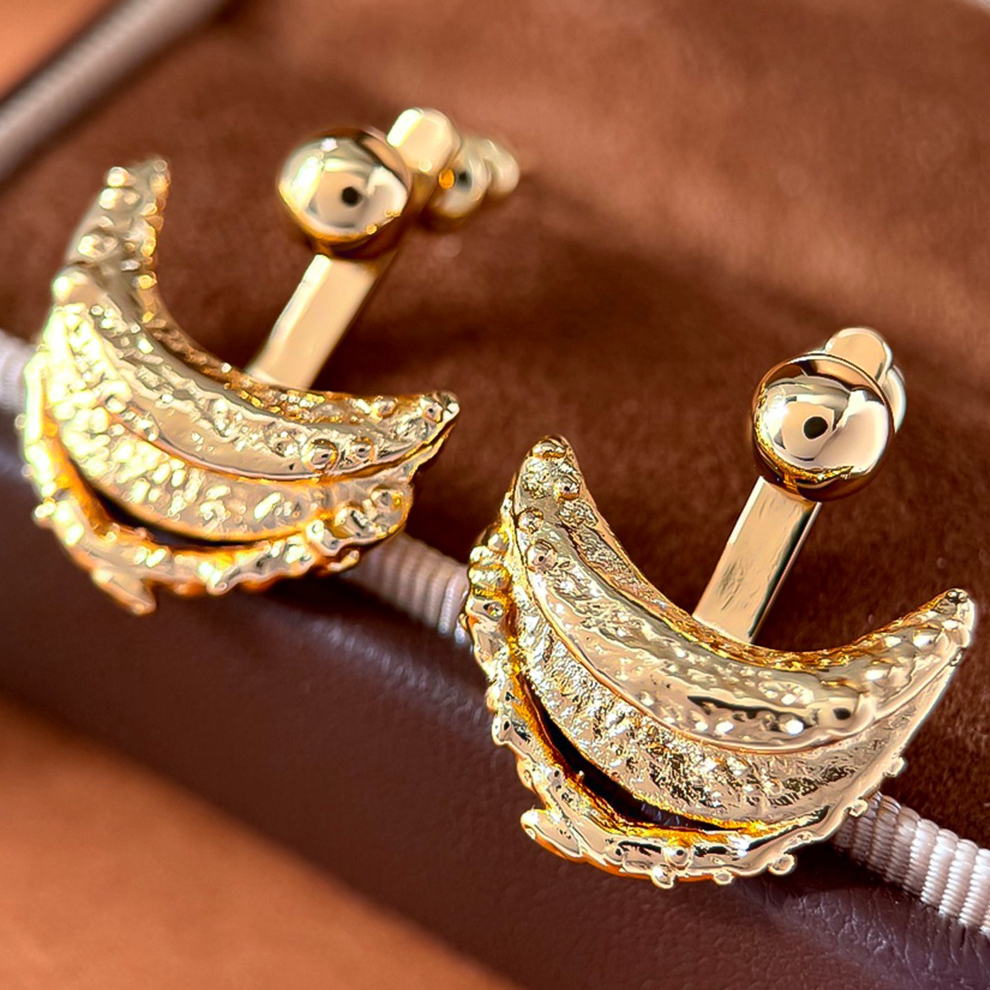 Designer Earrings Designer Earrings Women Molten Texture Irregular Crescent Earring Unique Stud Earrings Luxury Jewlery Designer for Women-image-1104923117