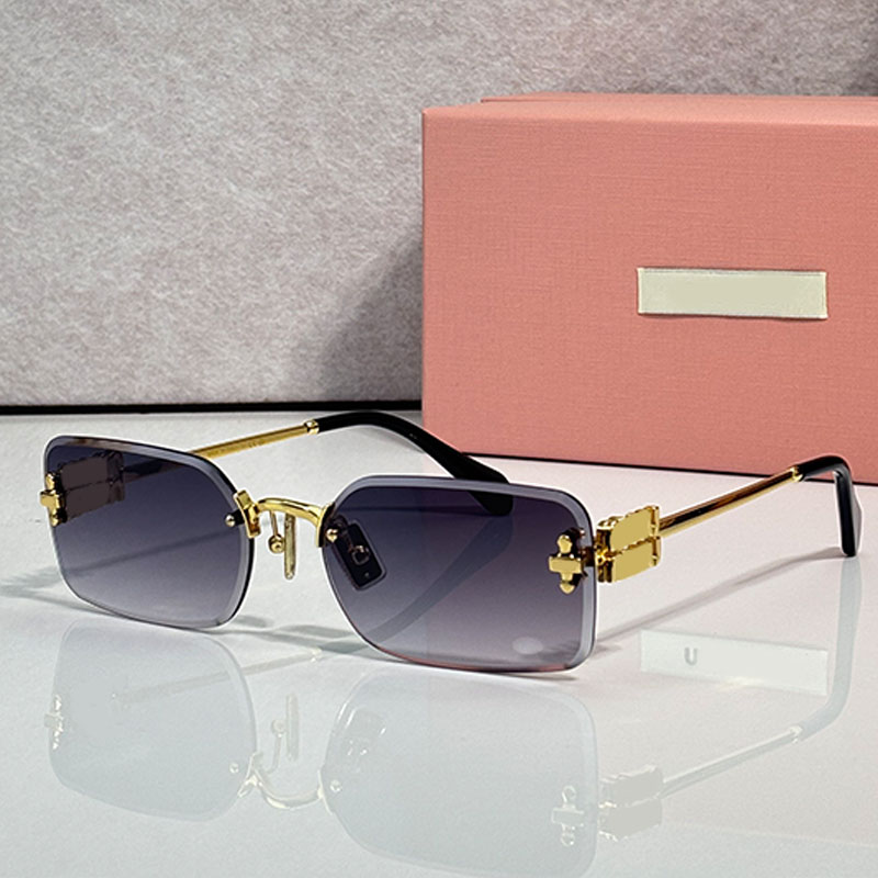 Designer Unisex Purple Gradient Rimless Square Sunglasses MU166AV Luxury Ultra Light Gold Plated Metal Photography Music Festivals Parties Eyewear U