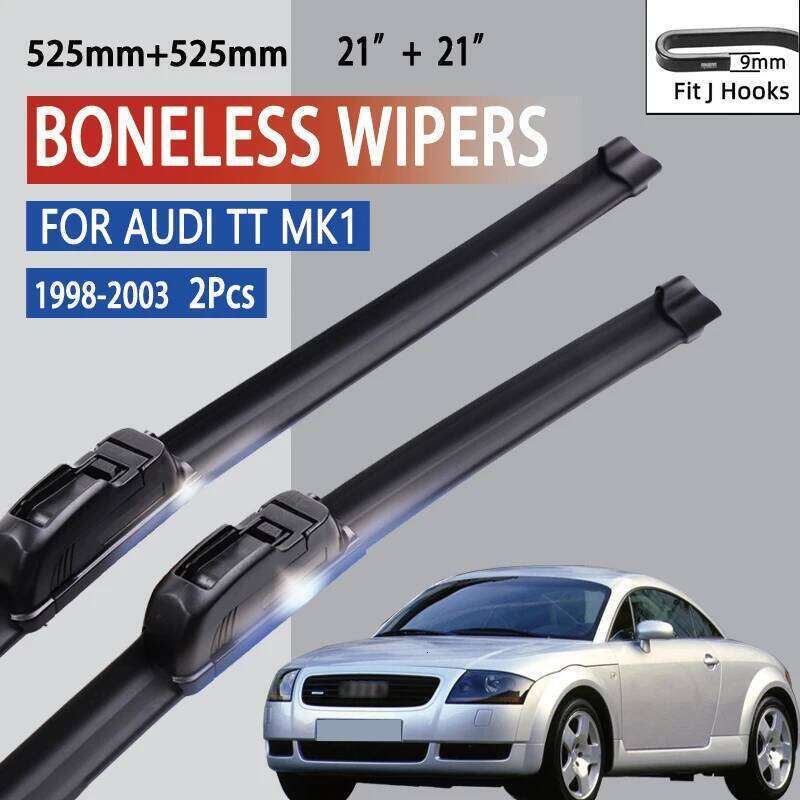 For Audi TT MK1 1998 - 2003 Car U-type Soft Rubber Boneless HD Quiet Durable Automotive Wiper 21"+21"