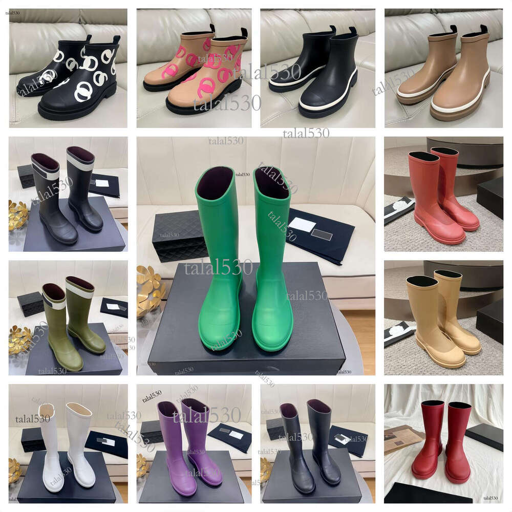 10A Designer Square Toe Women's Rain Boots Thick Sole Ankle Booist Excellent Quality Winter Women Rubber Boot Fashion shoes top