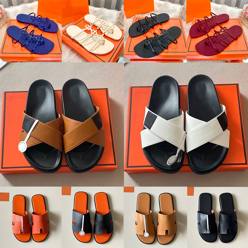 Free shipping designer women men Slippers Slides Izmir Leather Suede Flat Heels Mules Sliders For Male Man Summer Sandals 36-45-image-953908800