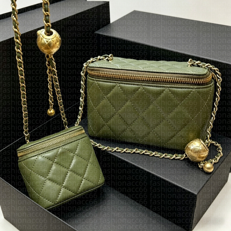 C Designer Mirror Cosmetic Bags with Chain Strap Crossbody cc High Quality Leather Womens Make Up Small Handbag Mini Makeup Bag Vanity Case-image-1112148367