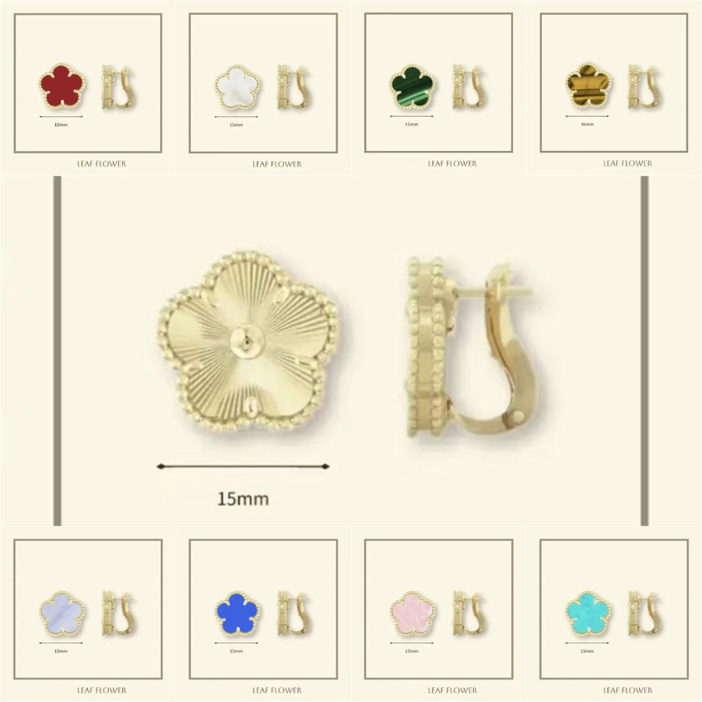 luxury earrings jewlery designer for women clover earrings 925 sterling silver jewelry mother of pearl 15mm flower clip ons earrings designer ear-image-1104946971