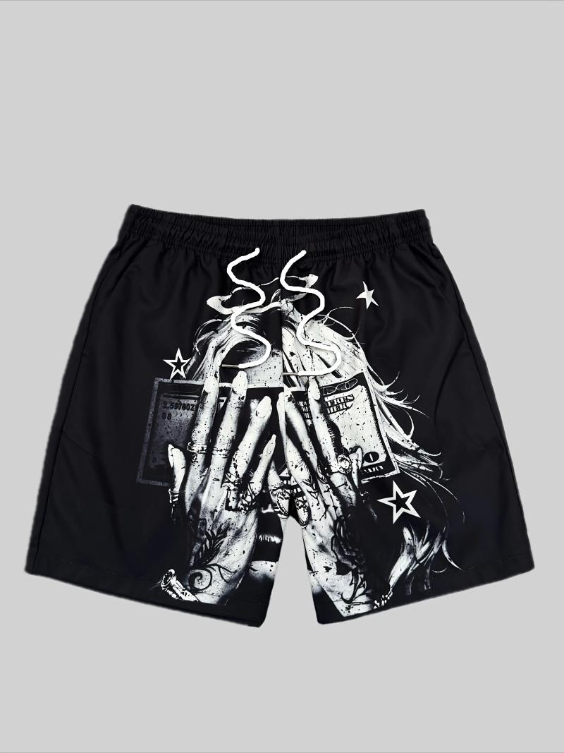 Men's Shorts Fashion Trend Printed Unique Artistic Pattern Athletic Breathable Outdoor Sports Training Moto