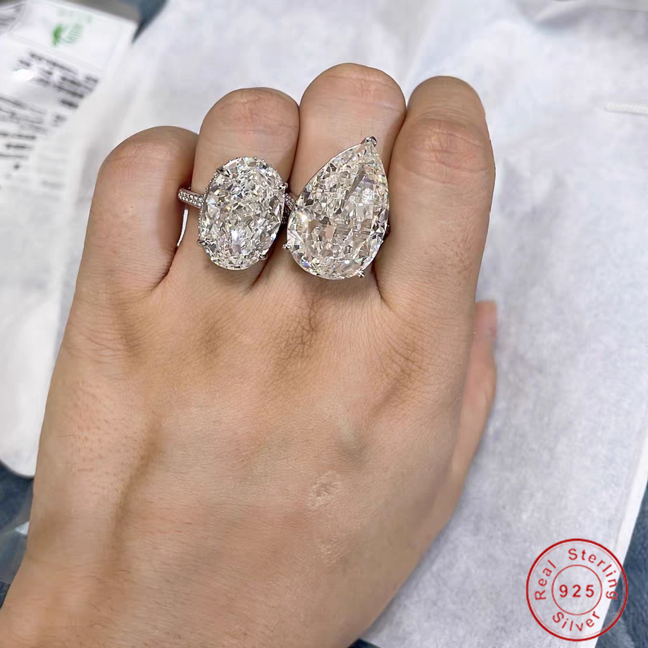 Choucong Sparkling Wedding Rings Luxury Jewelry Genuine 100% 925 Sterling Silver Pear Cut White G Color High Carbon Diamond Party Women Bridal Ring