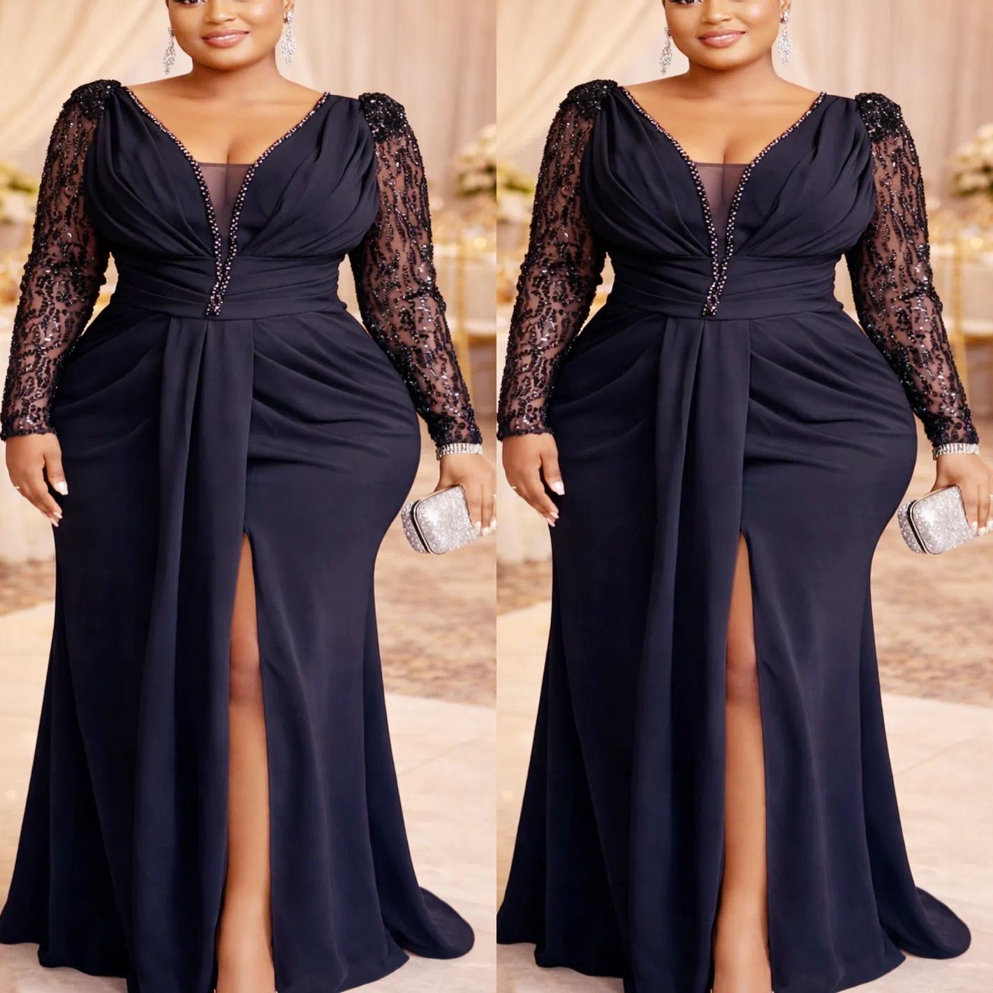 2026 plus size navy blue mermaid mother of bride dresses lace beaded chiffon evening party mamas dress vintage 50s birthday wedding guest groom moth