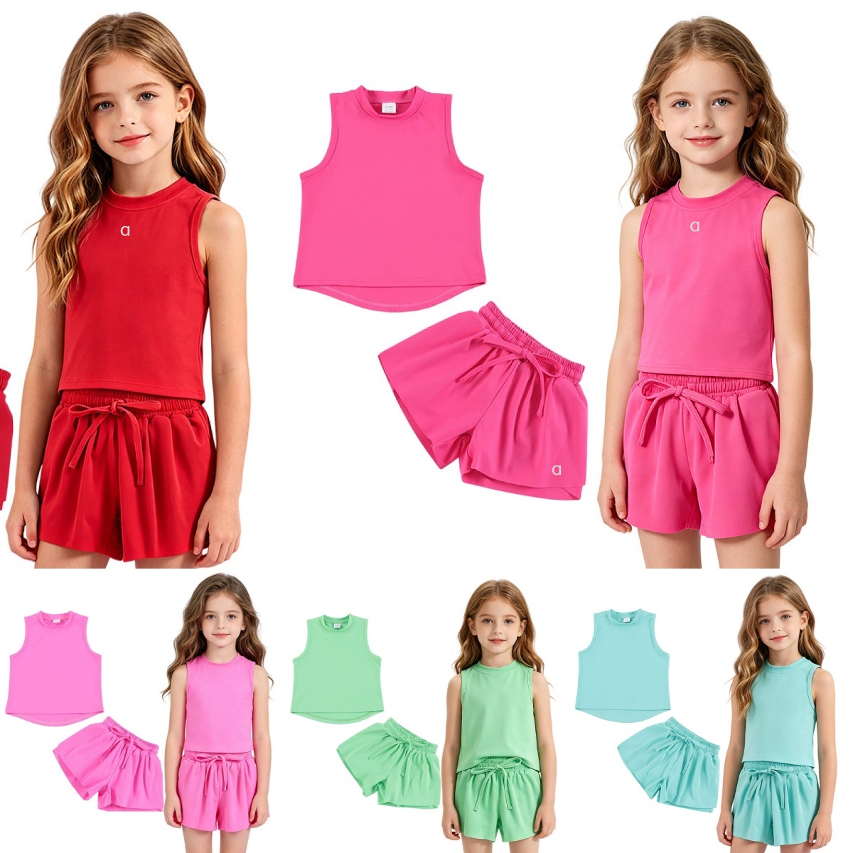 A2884 Nouveaux enfants Fitness ensemble couleur unie Yoga Sport sweats filles exercice à manches longues pull ou taille élastique pantalon Fitnes