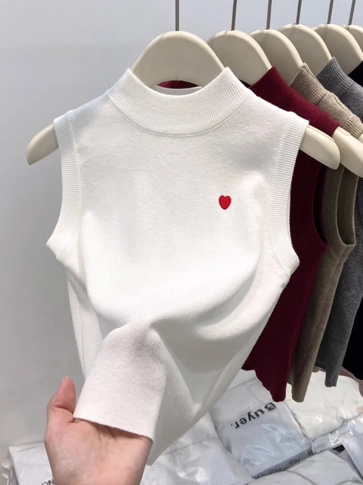 Sleeveless Knitted Base Layer Vest Casual All-match Solid Color Women Tank Tops Waistcoat Korean Style Versatile Slim Crop Top 260430