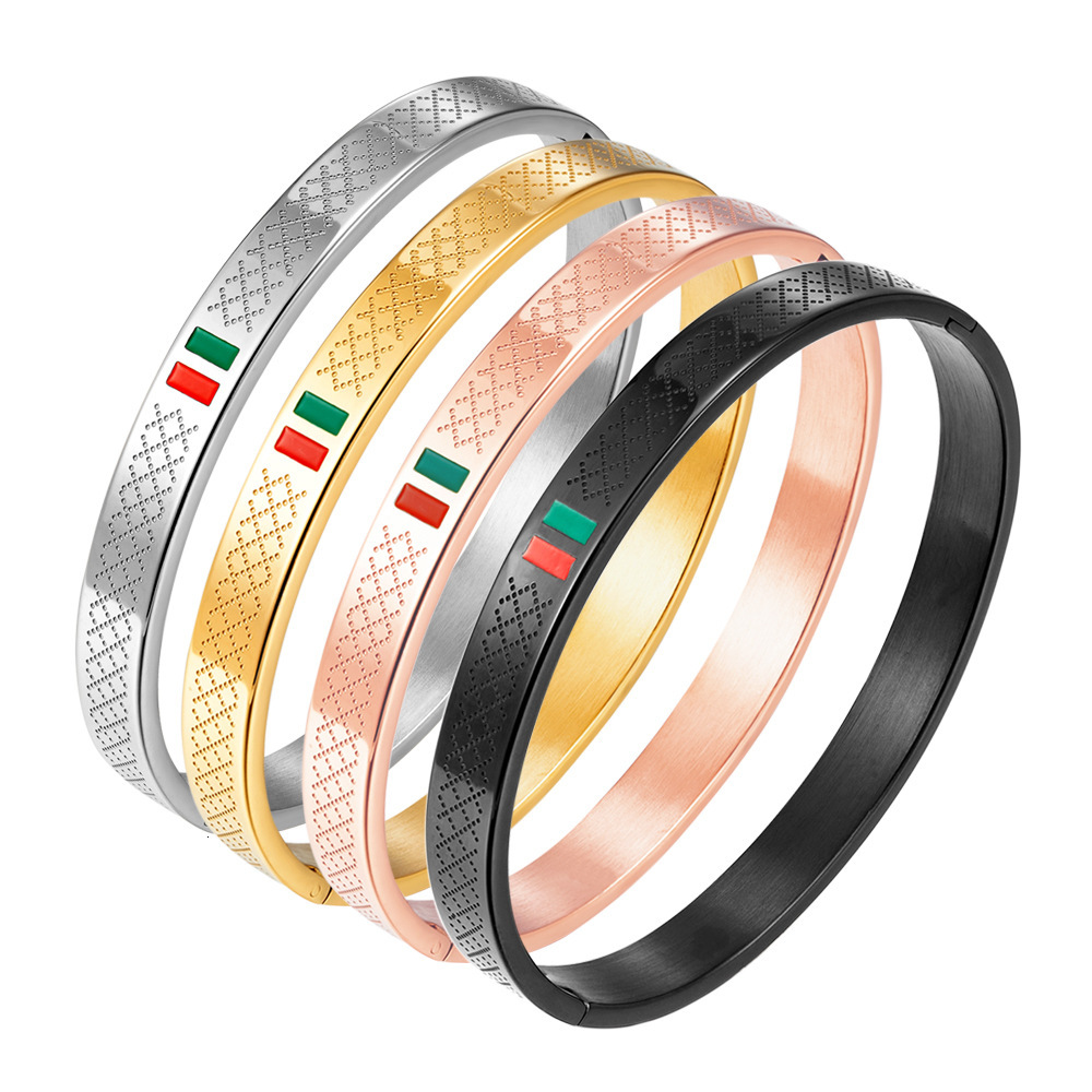 Bracelet Stainless Steel Men's Bracelet With Red Green Resin Inlay Ring Steel Gold And Black Colors Jewelry In Stock For Wholesale