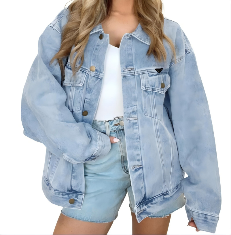 Womens denim Jacket 2026 New Spring Lapel Neck Long Sleeve Fashion Luxury Vintage Brand Designer Jackets women jean Coat