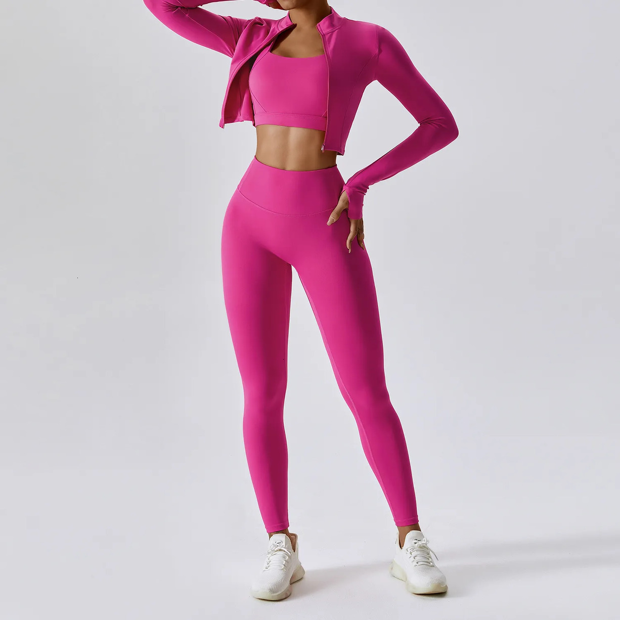 2026 Gym Clothe Set Brand Womens Yoga Outfit Sets Three outdoor Pieces Bra+Pants+Jackets Suits Exercise Workout Free Shipping