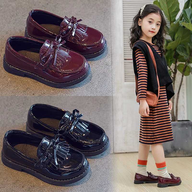 Fashion Girls Kids Children Leather Shoes Princess Sweet For Evening Party Children Flats Shoes New Autumn 2022 Hot BreathableT260507