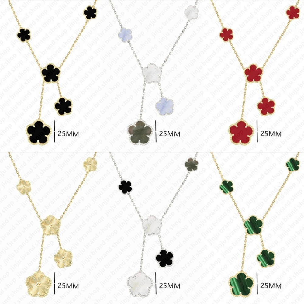 luxury jewelry gold necklace women Unique designer necklace Agate clover necklace in different sizes flower pendant necklace in multiple colors d-image-1104961301