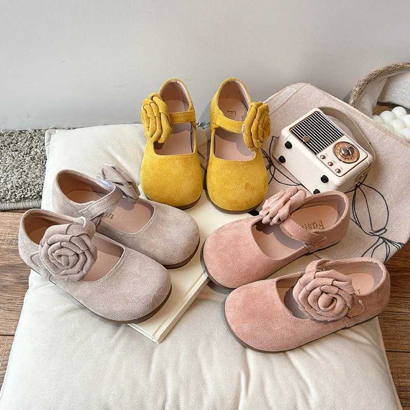 Spring Autumn Girls Pink Mary Jane Shoes Fairy Ballet Rose Flower School Student Loafer Flats Size 23-34T260507